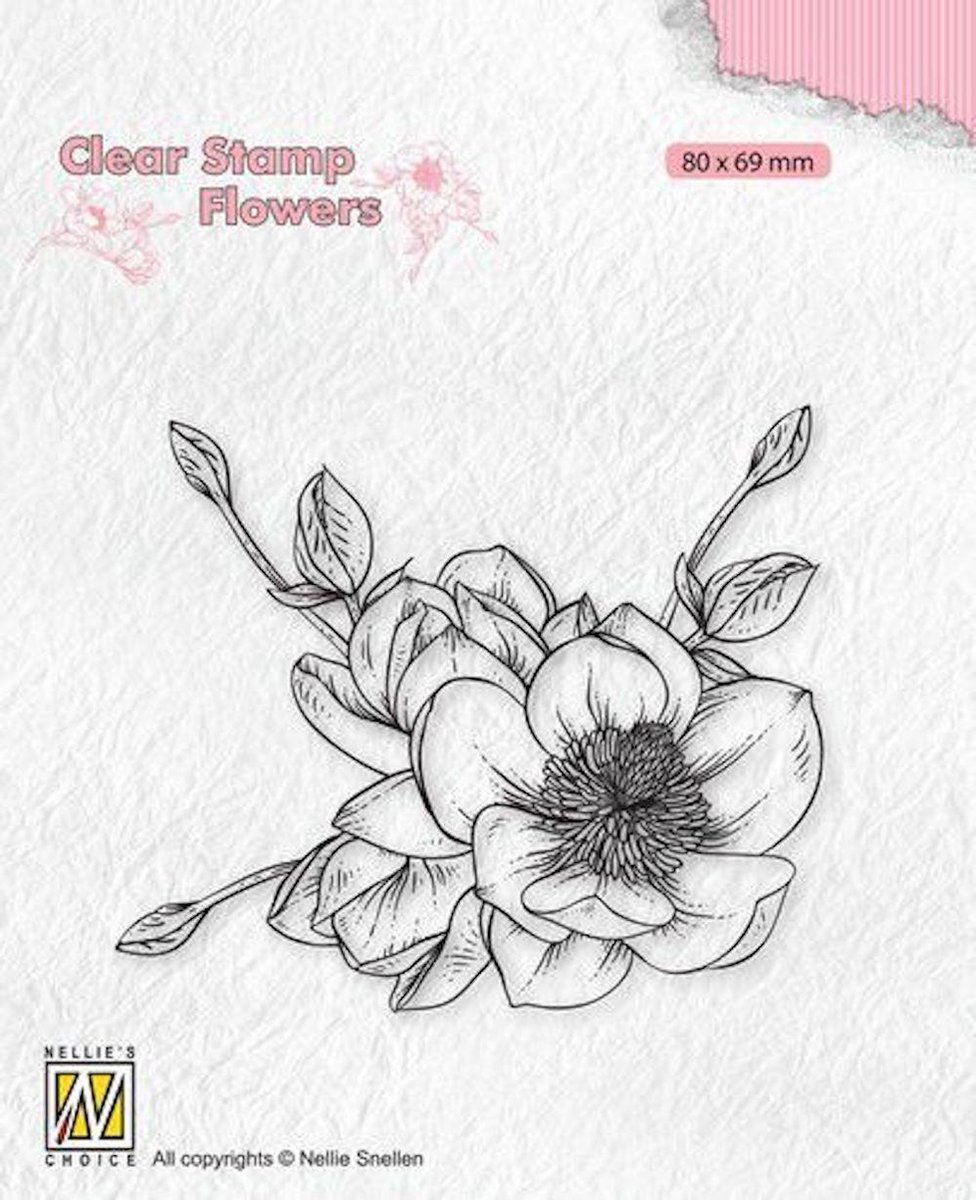 FLO030 - Clearstamp Nellie Snellen - Magnolia Flower - stempel bloem beverboom - bloesem